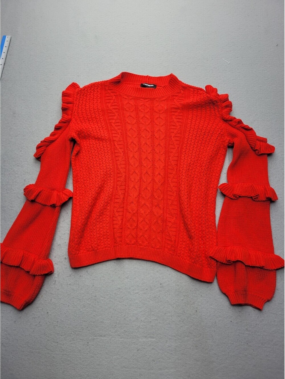 Express Women's Sweater Medium Red Pullover Long Sleeve Cotton Blend